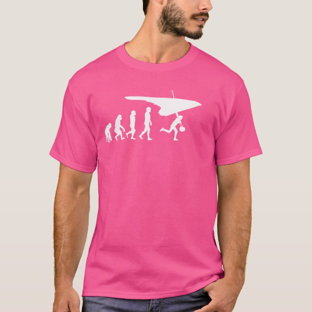 Hang Gliding Evolution Caveman Timeline Funny T-Shirt (Vorderseite)