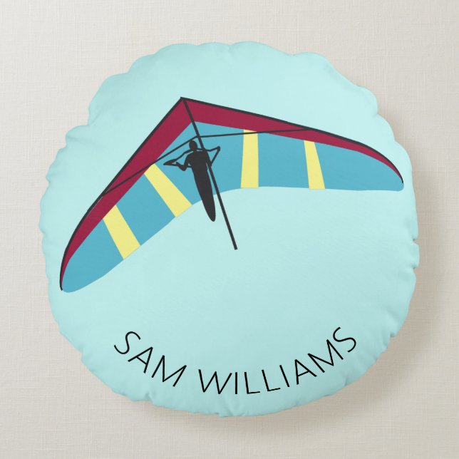 Hang Gliding Rundes Kissen (Vorderseite)