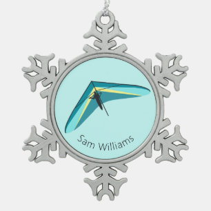 Hang Gliding Schneeflocken Zinn-Ornament