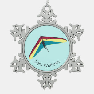 Hang Gliding Schneeflocken Zinn-Ornament
