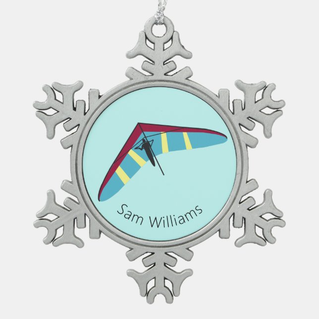 Hang Gliding Schneeflocken Zinn-Ornament (Vorderseite)