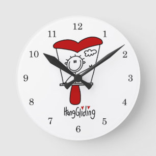 Hang-Gliding-Strichmännchen Runde Wanduhr