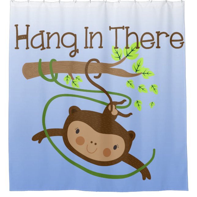 Hang in There Affen Animals Dschungel Duschvorhang (Vorderseite)