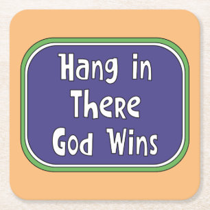 Hang in There - Der Gott gewinnt Rechteckiger Pappuntersetzer