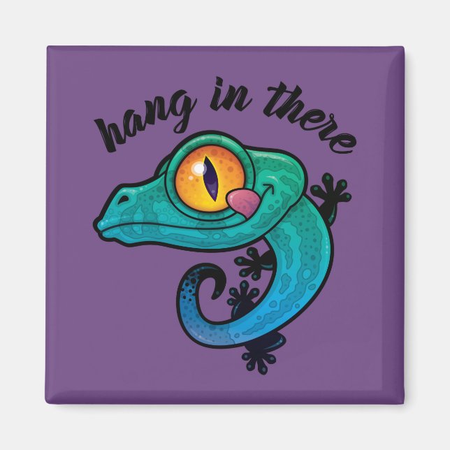 Hang in There farbenfroher Gecko Magnet (Vorne)