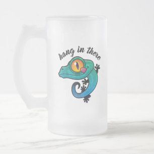 Hang in There farbenfroher Gecko Mattglas Bierglas