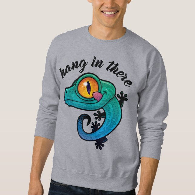 Hang in There farbenfroher Gecko Sweatshirt (Vorderseite)