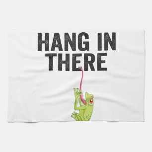 Hang in There Funny Frog Zitat Geschenk für Frosch Geschirrtuch