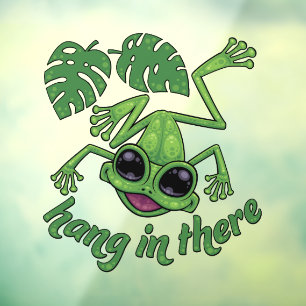 Hang in There Happy Green Tree Frog Fensteraufkleber