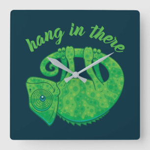 Hang In There Magical Chameleon Quadratische Wanduhr