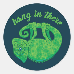 Hang In There Magical Chameleon Runder Aufkleber