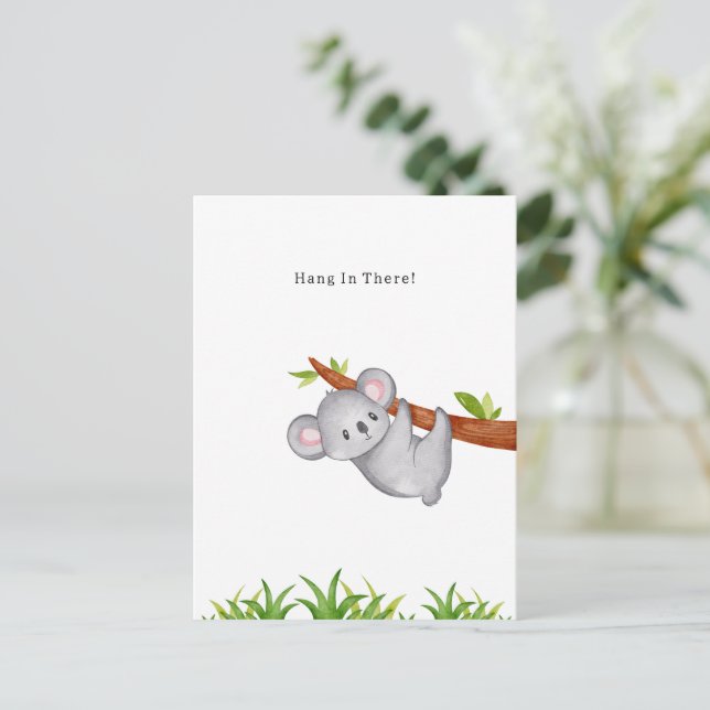Hang In There Supportive Motivational Koala Card Postkarte (Stehend Vorderseite)