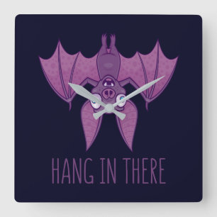 Hang in There Wacky Vampire Bat Quadratische Wanduhr