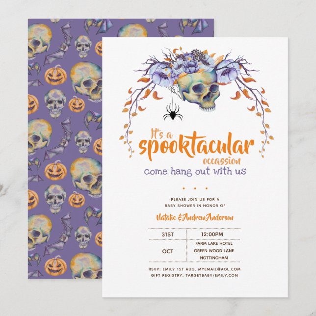Hang out mit uns Spooktacular Halloween GothSpider Einladung (Vorne/Hinten)