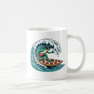 Hang sechs! Surf's Up with Frog on Pizza Board Kaffeetasse