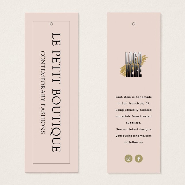 Hang-Tag des modernen Blush Closing Store (Vorne & Hinten)