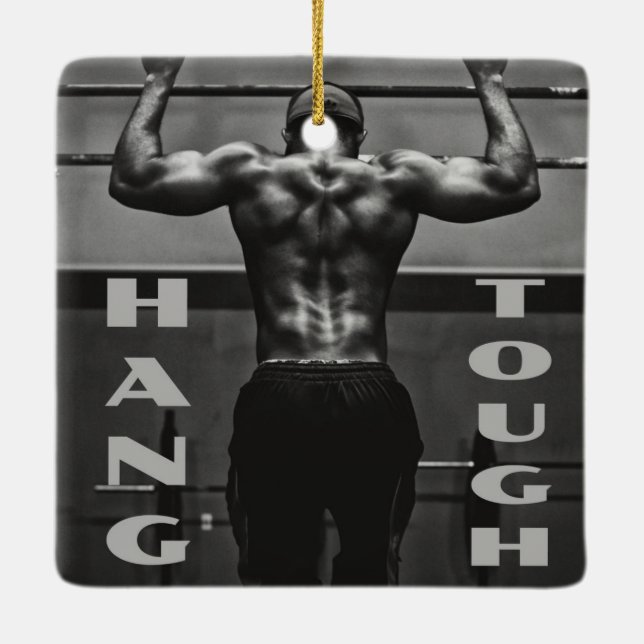 Hang Tough Muscle Man Workout Gym Keramikornament (Rückseite)