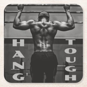 Hang Tough Muscle Man Workout Gym Rechteckiger Pappuntersetzer