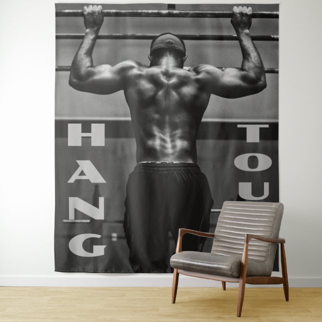 Hang Tough Muscle Man Workout Gym Wandteppich (Beispiel)