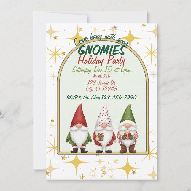 Hang with your Gnomies Holiday Party Invitation Einladung (Vorderseite)
