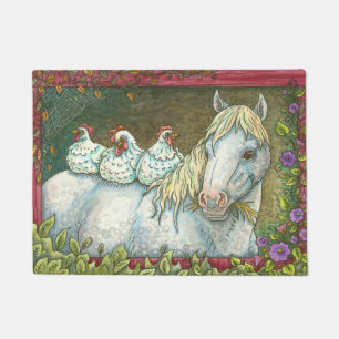 HÄNGE IN DER STABILEN, HORSE & CHICKENS TÜR MAT Sm Fußmatte