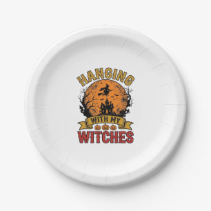 Hänge mit meinen Hexen Halloween Vintage-Shirt De Pappteller