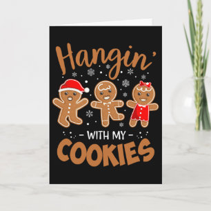 Hänge mit meinen Keksen Lebkuchen Frauen Weihnacht Karte
