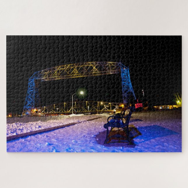 Hängebrücke Duluth Minnesota mit ukrainischen Farb Puzzle (Horizontal)