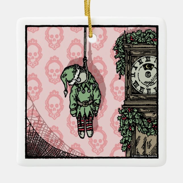 Hanged Elf Doll - Pop Goth Holiday Keramikornament (Vorderseite)