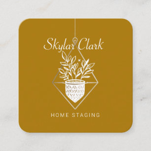 Hanged House Pflanze Zuhause Staging Senf Quadratische Visitenkarte