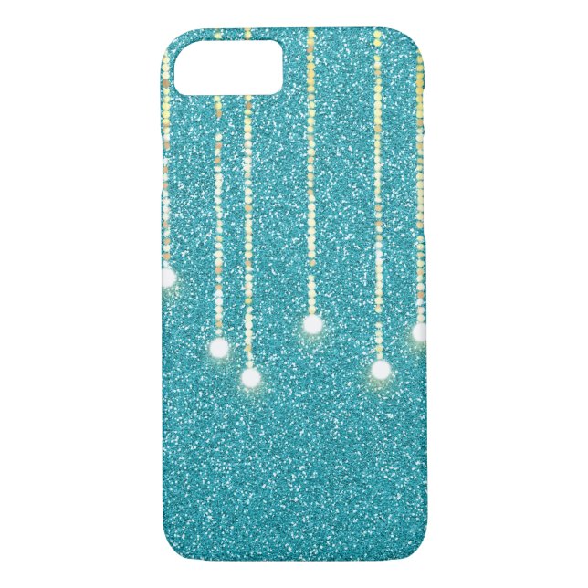 Hängeleuchten am aquamarinen Glitzer Case-Mate iPhone Hülle (Rückseite)
