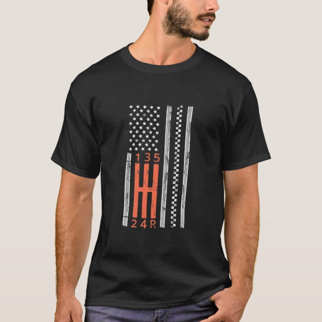 Hängelverschiebung American Flag Manual Transmissi T-Shirt (Vorderseite)