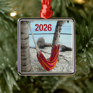 Hängematte am karibischen Strand Ornament Aus Metall