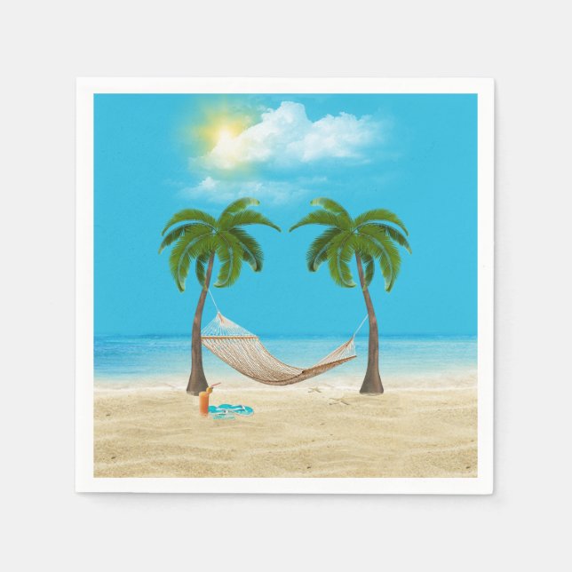 Hängematte am Tropical Beach Serviette (Vorderseite)