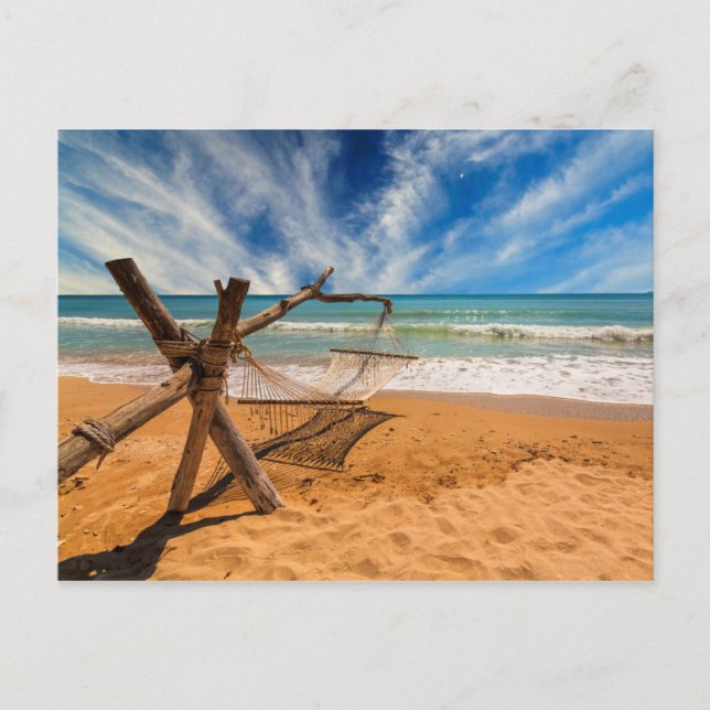 Hängematte im Tropical Beach Resort Postkarte (Vorderseite)