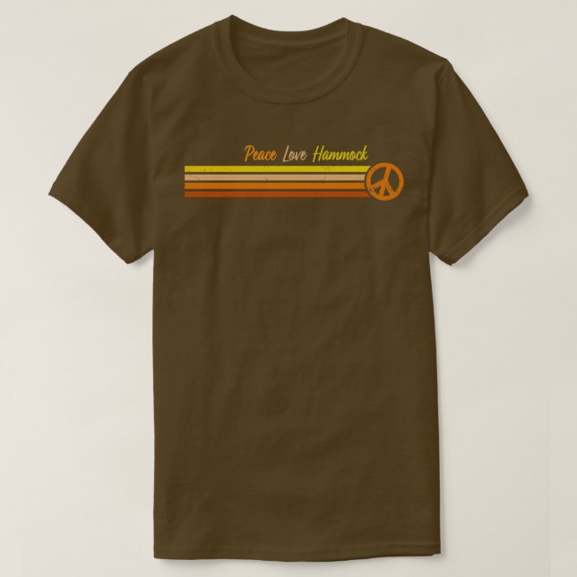Hängematte Sonnenuntergang Retrostreifen T-Shirt (Design vorne)