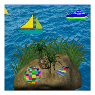 Hängematte Strandblau Poster