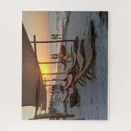 Hängematten am Meer bei Sonnenuntergang Puzzle