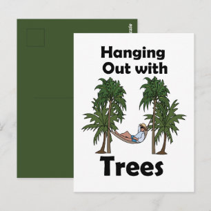 Hängematten-Camping mit Bäumen lustiger Spruch Postkarte