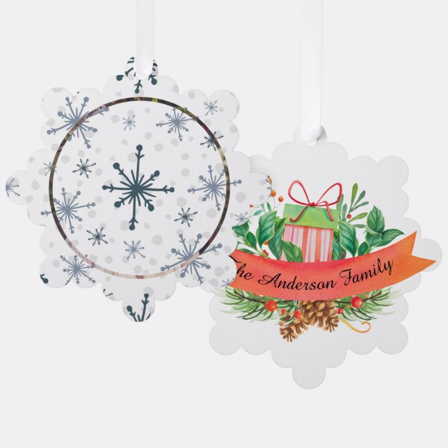 Hängen Sie es auf dem Foto Baum und Gruß nach Maß. Ornament Karte (Vorderseite/Rückseite)