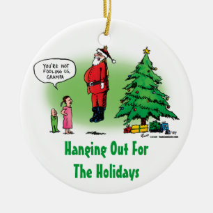 Hängend Santa Verdreht Cartoon Keramik Ornament