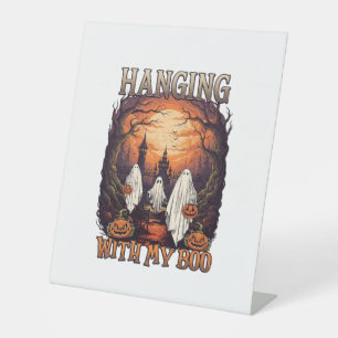 Hängende Boo Halloween Geister Kürbisse Vollmond_1 Sockelschild