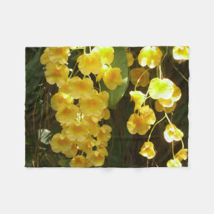 Hängende gelbe Orchideen tropische Blumen Fleecedecke