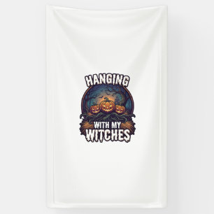 Hängende Hexen Halloween Kürbisse Geisterwald Banner