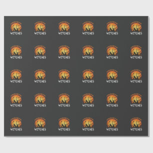 Hängende Hexen Halloween Mond Fledermäuse Kürbisse Geschenkpapier