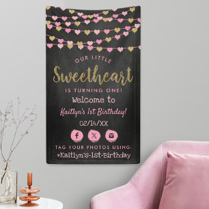 Hängende Love Hearts Sweetheart Geburtstags-Willko Banner