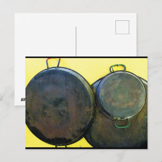 Hängende Paella-Gerichte Postkarte (Vorne/Hinten)