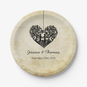 Hängender Herzbaum Vintage-Hochzeitskollektion Pappteller