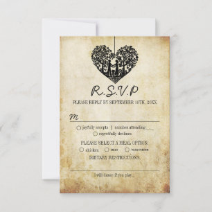 Hängender Herzbaum Vintage-Hochzeitskollektion RSVP Karte