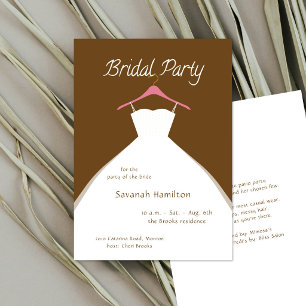 Hängendes Hochzeitskleid Braunes Brautparty-Kleid Einladung